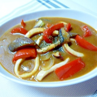 ボイルいかで簡単に作る夏野菜のスープカレー